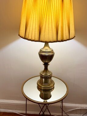 Genuine Vintage Stiffel Brass Table Lamp with Original Pleated Shade